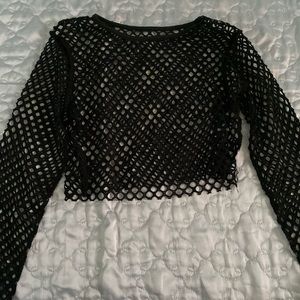 Fishnet long s’élever cropped top